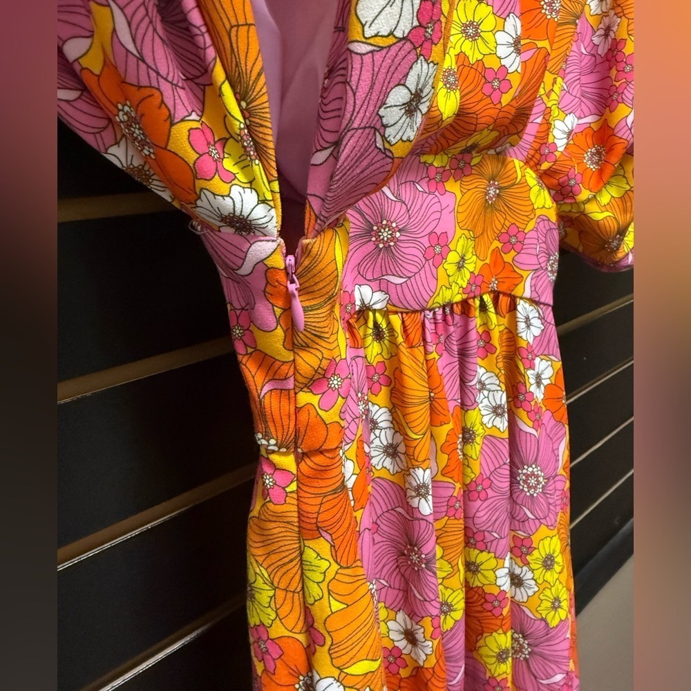 Alexa Admor Floral Maxi Dress Size 8 Retro Boho Puff Sleeve - Picture 5 of 6